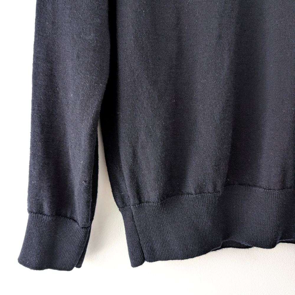 Zara Women's 100% Extra Fine Wool Classic Soft Navy Crewneck Sweater Small (38) - Picture 4 of 6